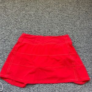 Lululemon Bright Red/Orange Pace Rival Mid-Rise Skirt